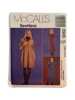 McCalls 2905 Misses & Petite Dress Sewing Pattern Sizes 18-22 Uncut 2000